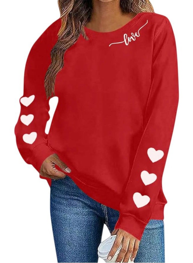 Huovud Valentine's Day Women's Funny Love Heart Graphic Shirt - Casual Long Sleeve Pullover Top, Red-4, L - Image 1