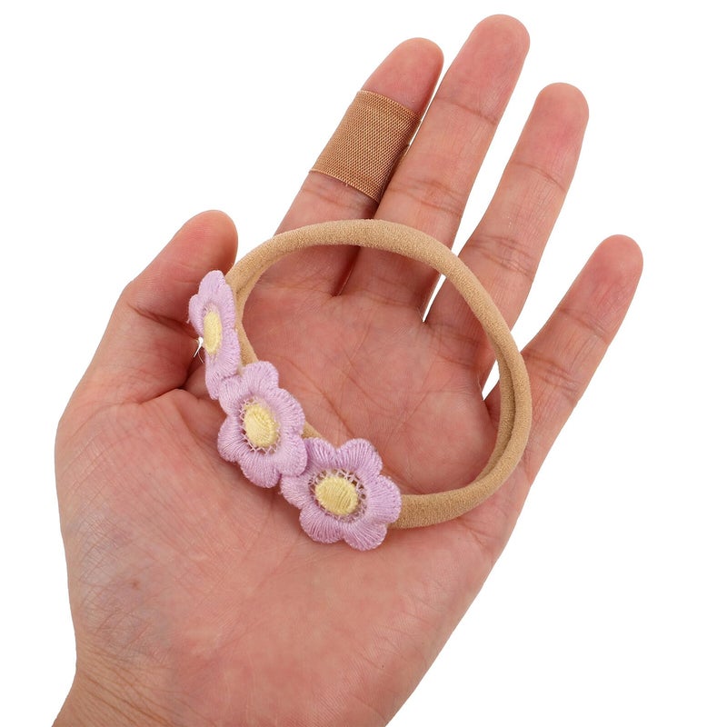 4Pcs Soft Nylon Flower Hair Bands Elastic Hair Ties For Newborn Girls Daisy - Image 5