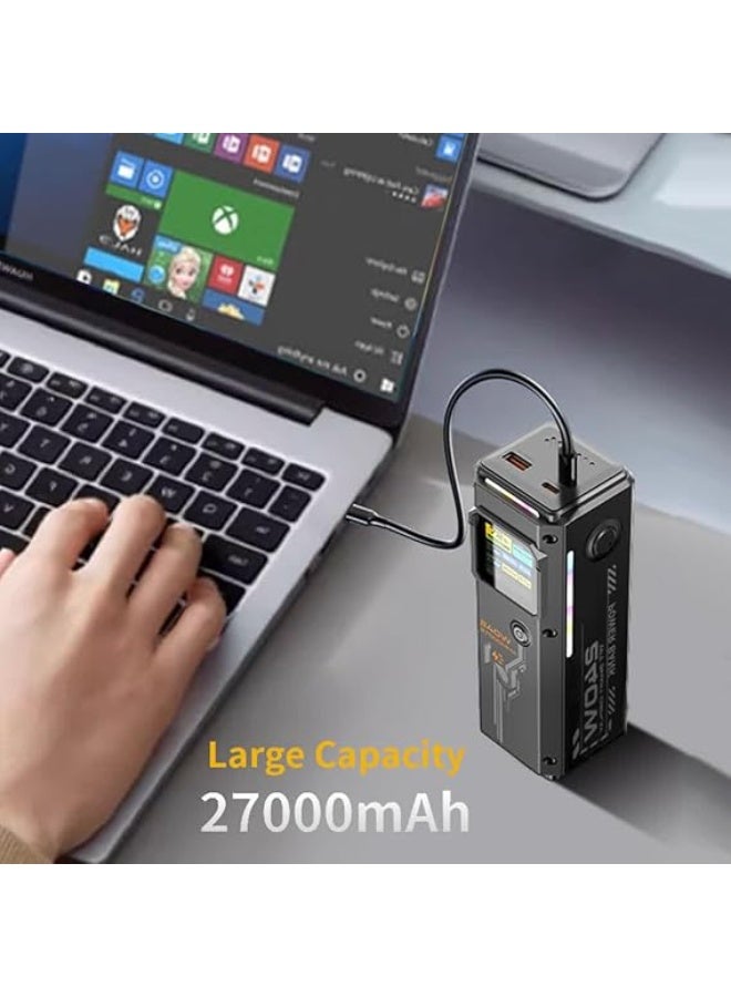 7MD 240W High Capacity Portable Battery Pack, 27000mAh, 1.54 Inch TFT Display, Fast PD 3.1 Output, 140W Ultra Rapid Power Delivery, Multi Device Support, Premium Yintian Cells, Travel Companion - Image 3