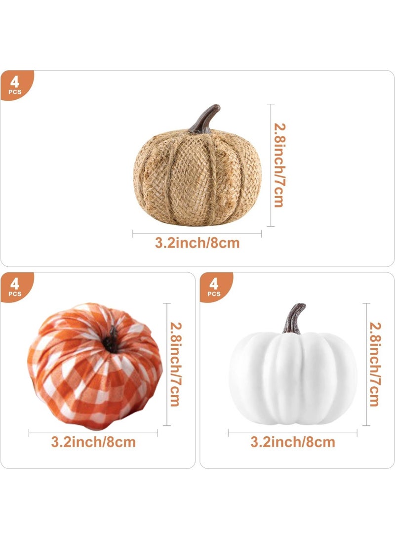 Artificial Velvet Pumpkins 12PCS, Fabric Artificial Craft Pumpkin Tabletop Decoration for Fall Home Farmhouse Harvest Party Decorative Halloween Christmas - Image 2