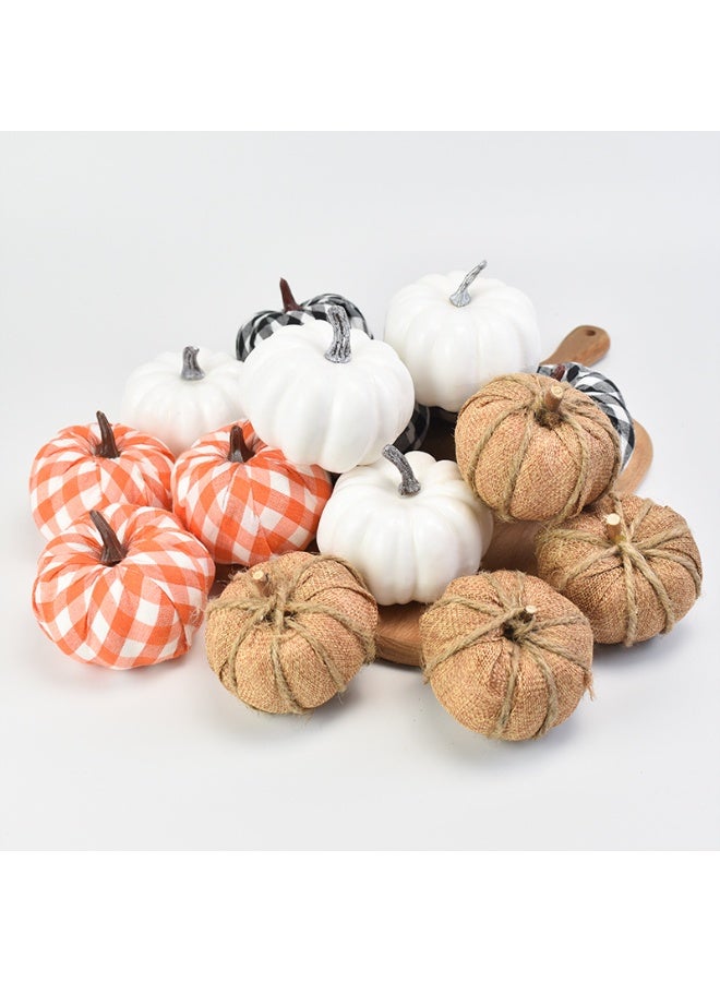 Artificial Velvet Pumpkins 12PCS, Fabric Artificial Craft Pumpkin Tabletop Decoration for Fall Home Farmhouse Harvest Party Decorative Halloween Christmas - Image 4