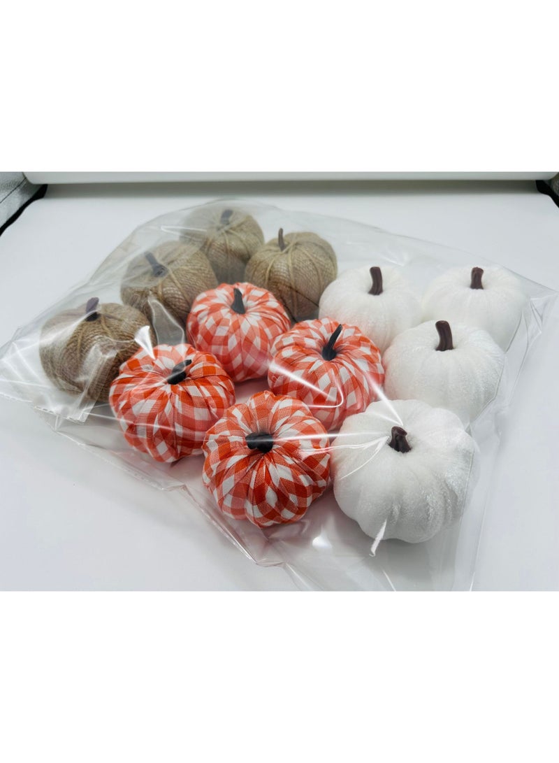 Artificial Velvet Pumpkins 12PCS, Fabric Artificial Craft Pumpkin Tabletop Decoration for Fall Home Farmhouse Harvest Party Decorative Halloween Christmas - Image 5