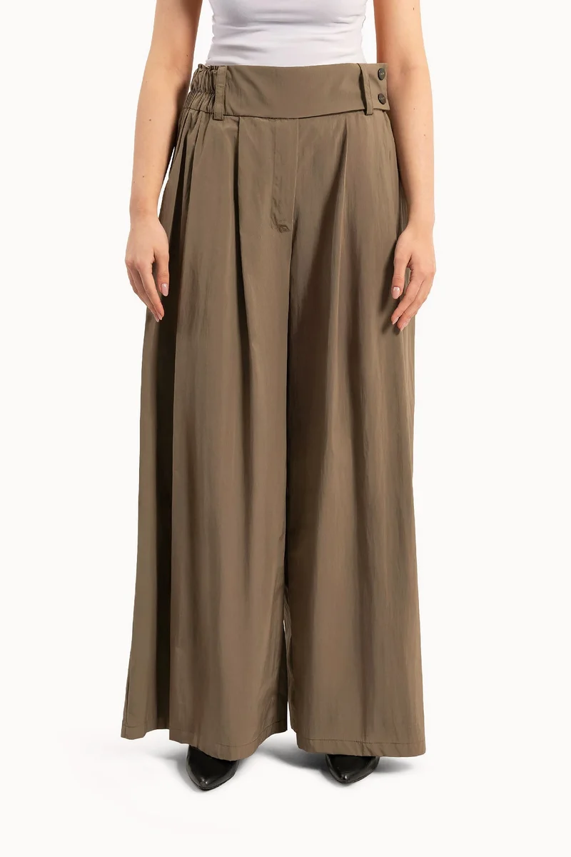 Wecre8 Women's Pleated Brown Trousers By WECRE8