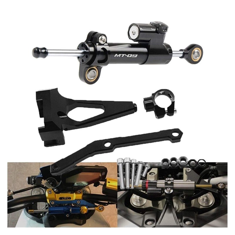 مجموعة قوس تركيب مثبت توجيه دراجة نارية CNC مثبت مخمد أسود ذهبي - Image 3