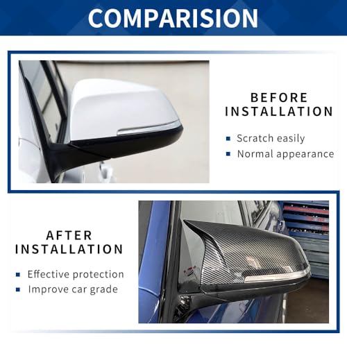 XPHAZZ Rear Mirror Caps Carbon Fiber Pattern Compatible with 3-Series F30 F31 F34 / 4-Series F32 F33 F36 / 2-Series F22 F23 / 1-Series F20 X1 E84 M2 F87 2PCS-Set - Image 3