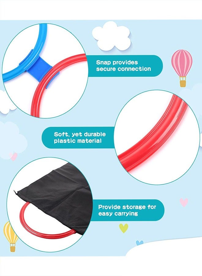 2 Sets Hopscotch Rings, 20 Plastic Square & Round Hoops with 30 Connectors for Toddlers Gross Motor Skills, Indoor/Outdoor Agility Rings for Kids Playground Obstacle Courses(15 Inch) - Image 3