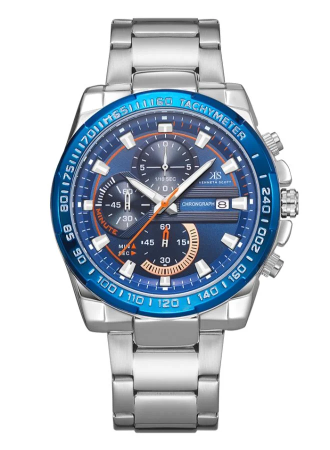 KENNETH SCOTT Men's Stainless Steel Chronograph Watch K22101-SBSBN - 45.5x57 mm
