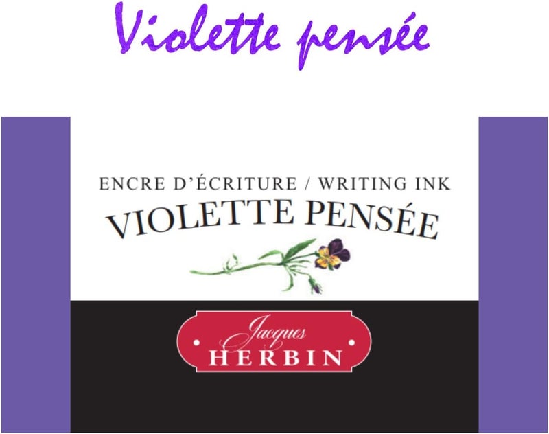 Jacques Herbin 30 ml Violet Pansy Writing Ink Bottle - Image 2