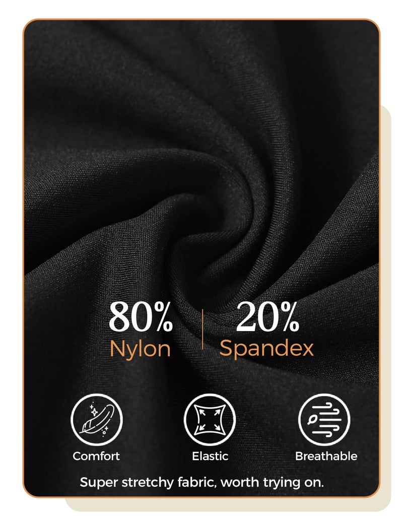 Buauty Biker Shorts Women Tummy Control Pockets Yoga Workout Stretchy Spandex Shorts Leggings Athletic Running Compression Shorts Tights Knee Length Ladies Long Slip Booty Shorts Under Dresses 2 Black - Image 3
