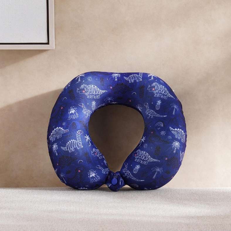 Pan Home Dino Memory Foam Kids Travel Pillow 23x23x8cm - Blue - Image 1