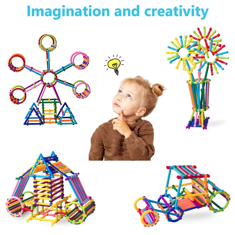 Juboury 1054Pcs Building Toy Building Blocks Bars Different Shape Educational Construction Engineering Set 3D Puzzle, Interlocking Creative Connecting Kit, Great STEM Toy for Both Boys and Girls - Image 5