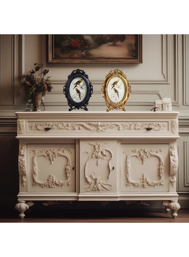 SIKOO Ornate Picture Frame 4x6 Antique Frames Vintage Frames Tabletop and Wall Mount Oval picture Frame, Victorian Home Decor, Black - Image 4