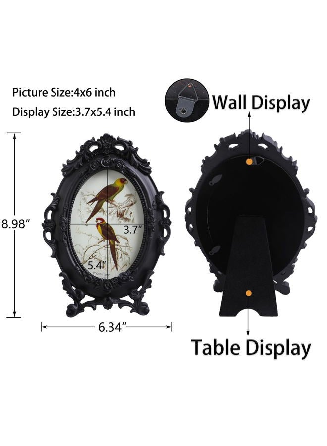 SIKOO Ornate Picture Frame 4x6 Antique Frames Vintage Frames Tabletop and Wall Mount Oval picture Frame, Victorian Home Decor, Black - Image 2