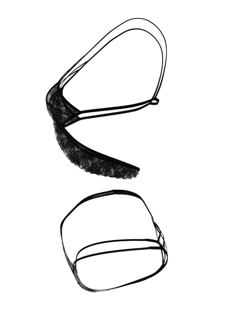 Hanady Women's lace lingerie, one size up to 75 kg, black - Image 3