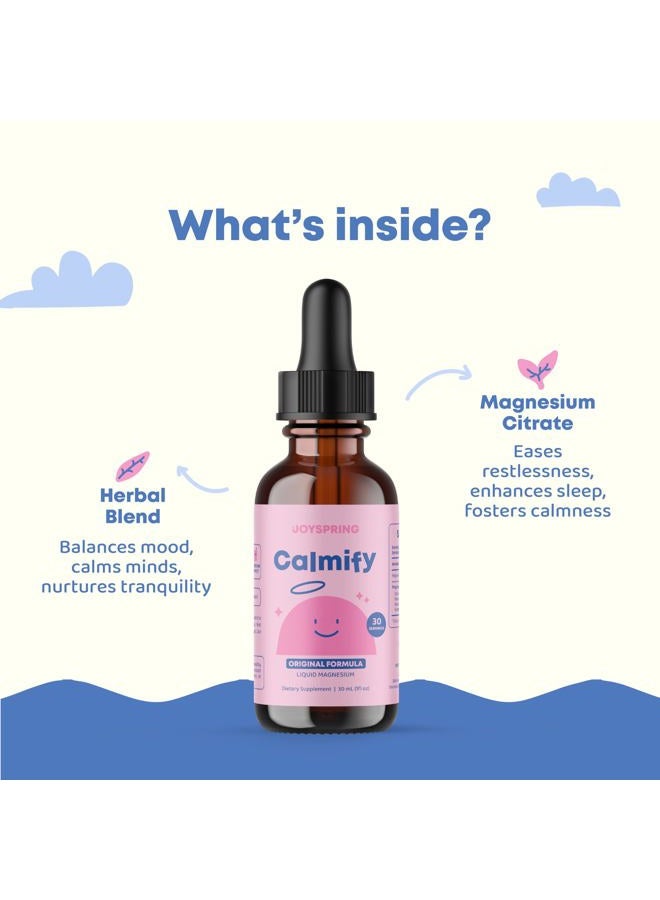 JoySpring Calmify Magnesium Citrate Liquid for Kids - Sugar-Free, Gluten-Free Calming Supplement with Chamomile - Natural Support for Kids & Teens (1 fl oz) 30 Servings - Image 4
