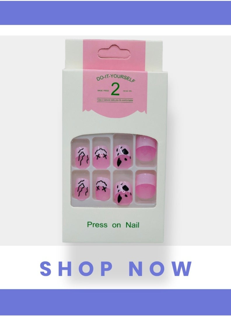 Generic - Elegant Artificial Nails - 12 Pieces with Double-Sided Adhesive for a Perfect Look - Image 1