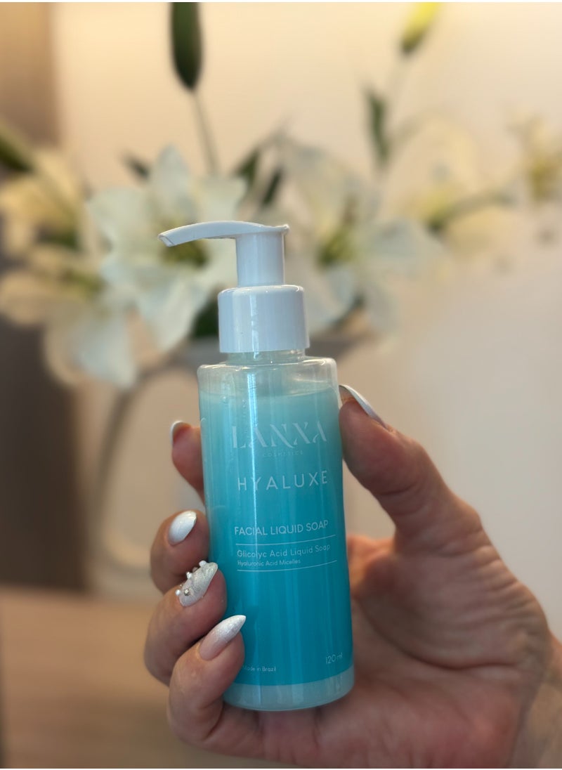 Lanxa Cosmetics Hyaluxe Liquid Soap – Deep Cleansing & Hydrating with Glycolic Acid & Hyaluronic Micelles – 120ml – Lanxa Cosmetics  - Image 3
