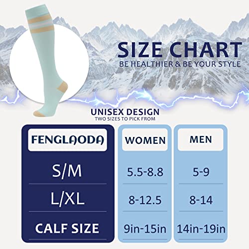 fenglaoda 8 Pairs Compression Socks for Men & Women 20-30 mmHg Knee High Nurse Pregnant Running Medical and Travel Athletic(S/M,Multi04) - Image 5