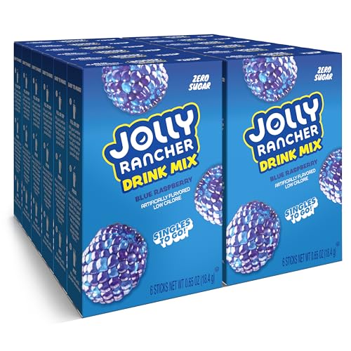 SINGLES TO GO! Jolly Rancher Rancher Singles To Go Water Drink Mix Blue Raspberry 12 Boxes With 6 Packets Each 72 Total Servings - Image 1