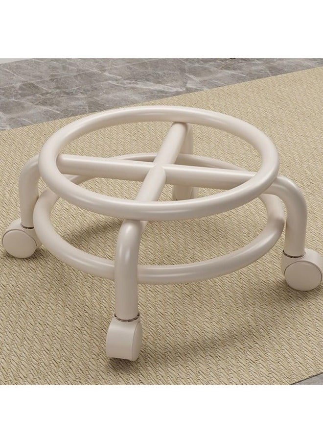 GGEROU - Round Rolling Low Stool PU Leather Low Stool 360° More Comfortable Swivel with Thickened Sponge Cushion - Image 1
