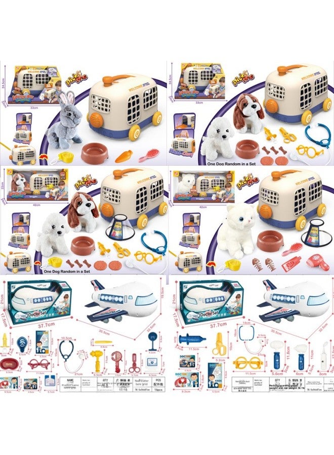 Children's Simulation Plush Cat Teddy Dog Pet Bus Cage Medical Tool Set Storage Plane Play House Toys-Color:Pet Bus Cage Plush Cat Pure White English Short Cat + BB Whistle + Care Set + Bus Traction Rope + Elizabeth + Sealed Box Packaging: 48 Boxes Minimum Order  - Image 2