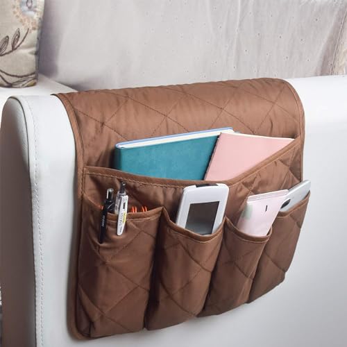 MDSTOP 5 Pockets Remote Control Holder, Magazine Rack, Space Saver Organizer, Draped Over Sofa, Couch, Recliner Armrest - Image 1
