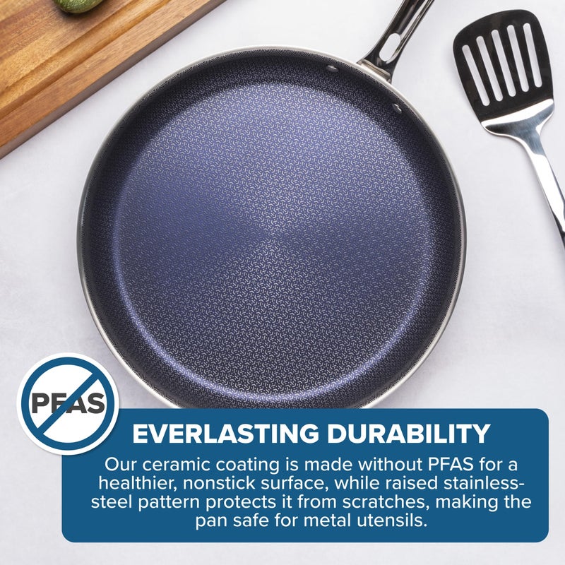 Viking Hybrid Plus 3-Ply Ceramic Nonstick Frying Pan, Made without PFAS, 10-Inch Induction Cookware, Metal Utensil Safe, Oven Safe to 500F - Image 4