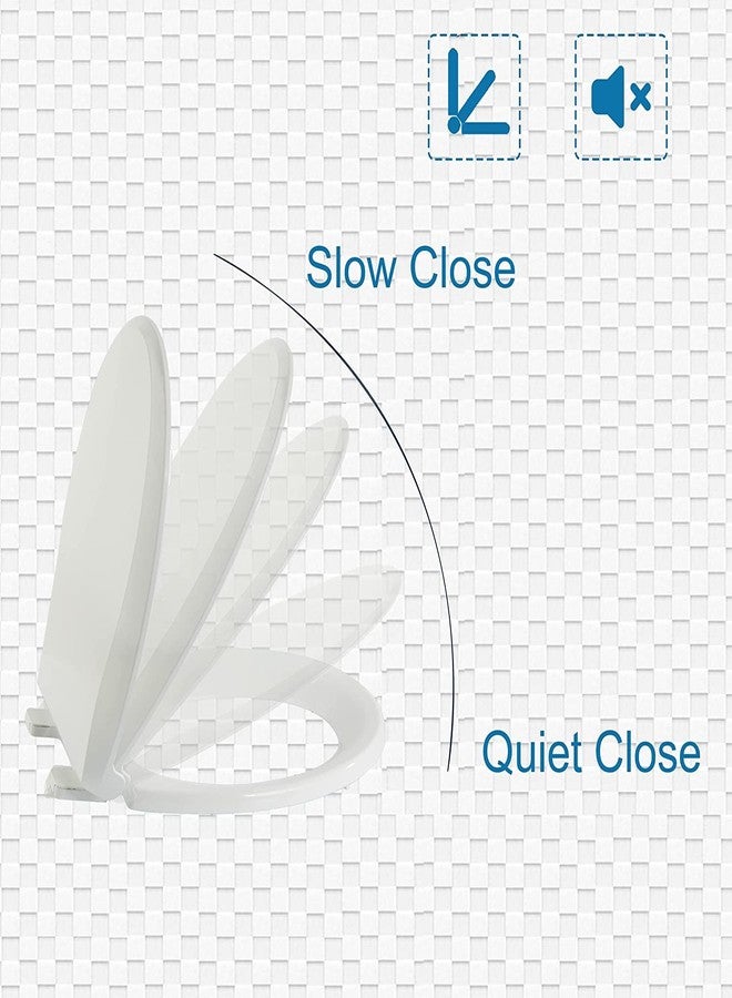 JINGZE Round Toilet Seat with Slow Close Standard Toilet Seat,Quiet Toilet Cover Seat Toilet Lid Durable Refused to Loosen Easy to Install & Clean,White - Image 2