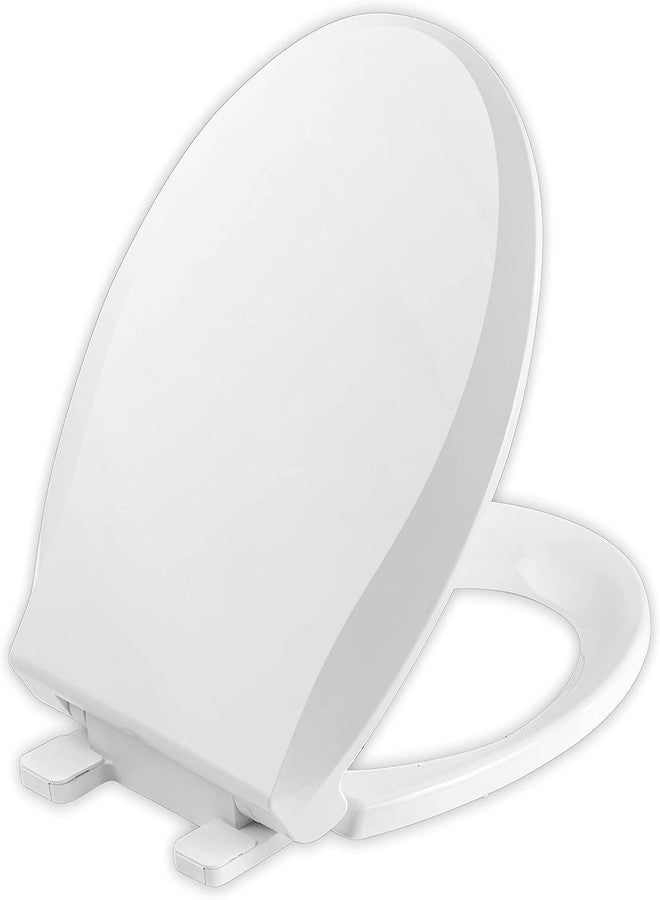 JINGZE Round Toilet Seat with Slow Close Standard Toilet Seat,Quiet Toilet Cover Seat Toilet Lid Durable Refused to Loosen Easy to Install & Clean,White - Image 1