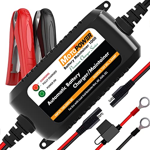 MOTOPOWER MP00206A 12V 1.5Amp Automatic Battery Charger, Battery Maintainer for Cars, Motorcycles, ATVs, RVs, Powersports, Boat and More - Image 1