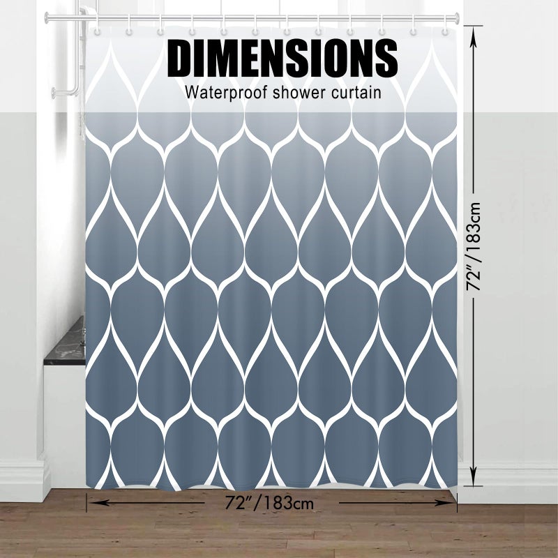 Gelbchu Ombre Aegean Blue Fabric Shower Curtain  Waterproof Design and Polyester  Quick-Drying  Weighted Hem  Shower Curtains Set for Bathroom W 72 x H 72  Machine Washable with 12 Hooks - Image 5