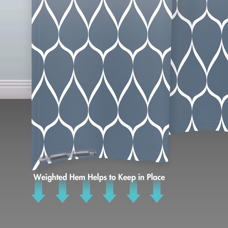 Gelbchu Ombre Aegean Blue Fabric Shower Curtain  Waterproof Design and Polyester  Quick-Drying  Weighted Hem  Shower Curtains Set for Bathroom W 72 x H 72  Machine Washable with 12 Hooks - Image 4