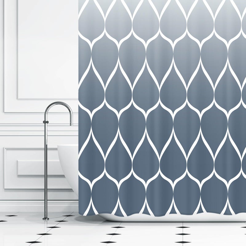 Gelbchu Ombre Aegean Blue Fabric Shower Curtain  Waterproof Design and Polyester  Quick-Drying  Weighted Hem  Shower Curtains Set for Bathroom W 72 x H 72  Machine Washable with 12 Hooks - Image 2