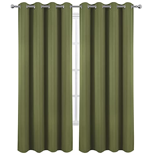 LEMOMO Olive Green Blackout Curtains/52 x 84 Inch Long/Set of 2 Curtain Panels/Thermal Insulated Room Darkening Curtains for Bedroom - Image 2