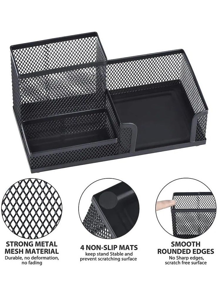 Generic 3-Compartment Metal Mesh Desk Organizer - Black Office Stationery Holder for Pens, Pencils, Scissors & Supplies (Multipurpose Desktop Storage Tray)  - Image 5