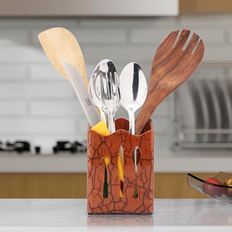 BARCROCK Acrylic Cutlery Holder Cutlery Stand with Cutlery Cutout Self Draining Tableware Storage Spoon Holder Knife Holder Fork and Chopstick Holder Kitchen Organizer for Dining Table Spoon Stand - Image 1