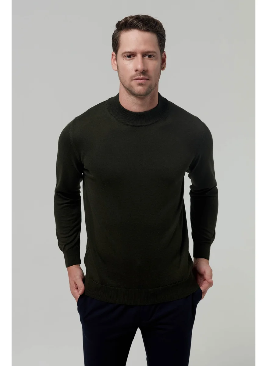 دي أس دامات Regular Fit Khaki Plain Knitted Sweater 9HF060636275M