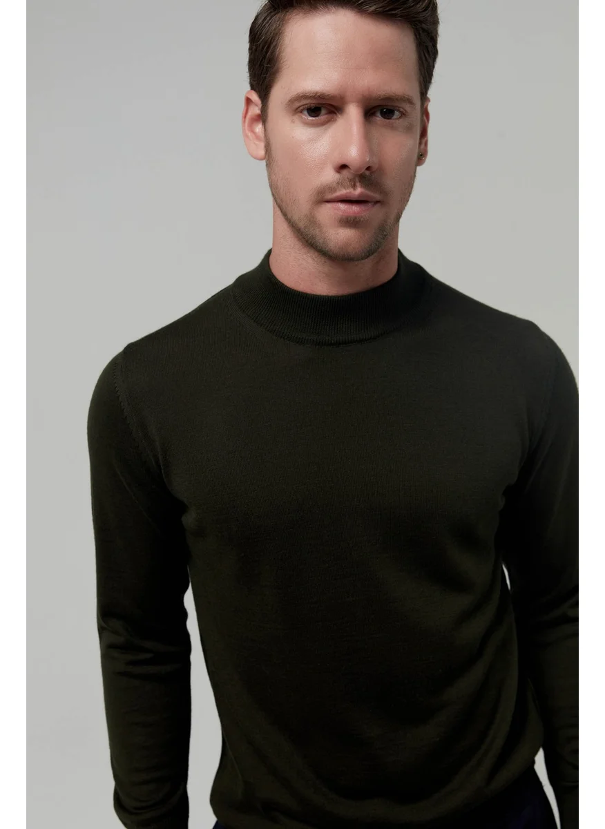 دي أس دامات Regular Fit Khaki Plain Knitted Sweater 9HF060636275M