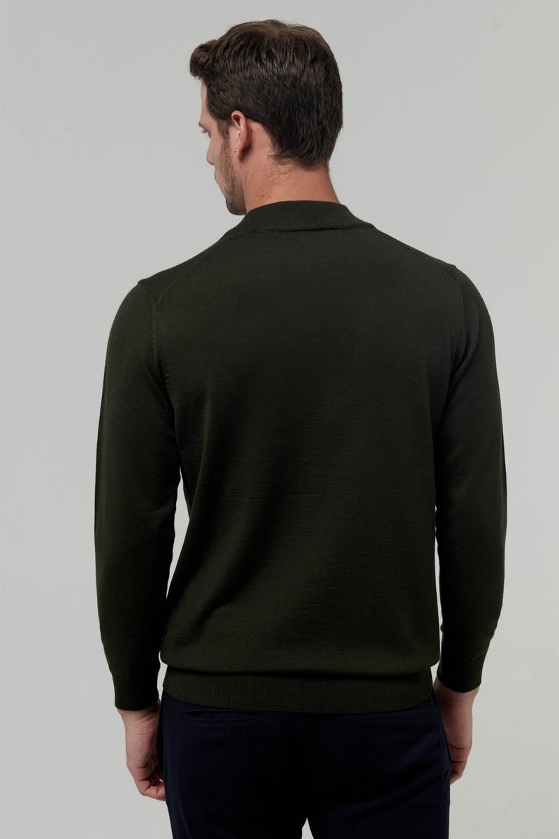 D'S DAMAT Regular Fit Khaki Plain Knitted Sweater 9HF060636275M  - Image 3