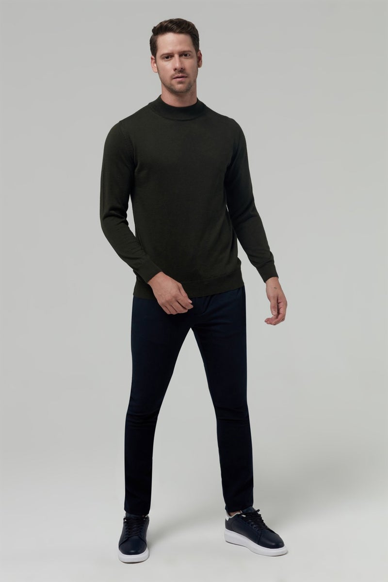 D'S DAMAT Regular Fit Khaki Plain Knitted Sweater 9HF060636275M  - Image 4