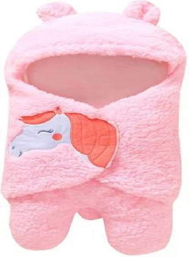 First Trend Cartoon Crib Hooded Baby Wrapper Blanket White Pink (Pack of 2) - Image 5