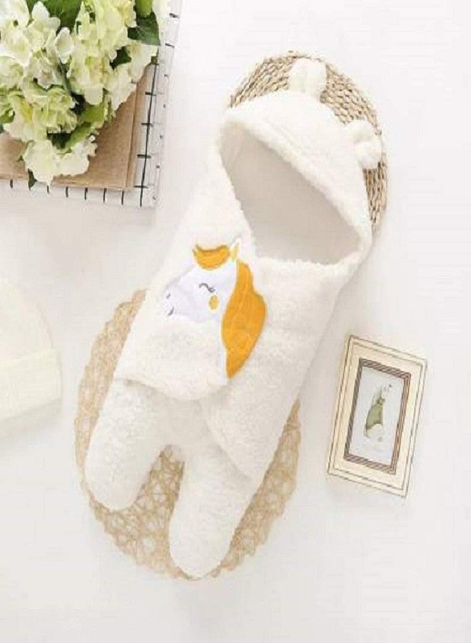 First Trend Cartoon Crib Hooded Baby Wrapper Blanket White Pink (Pack of 2) - Image 4