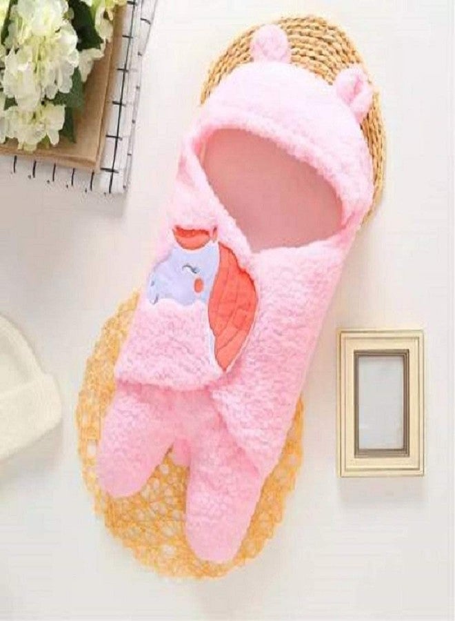 First Trend Cartoon Crib Hooded Baby Wrapper Blanket White Pink (Pack of 2) - Image 3