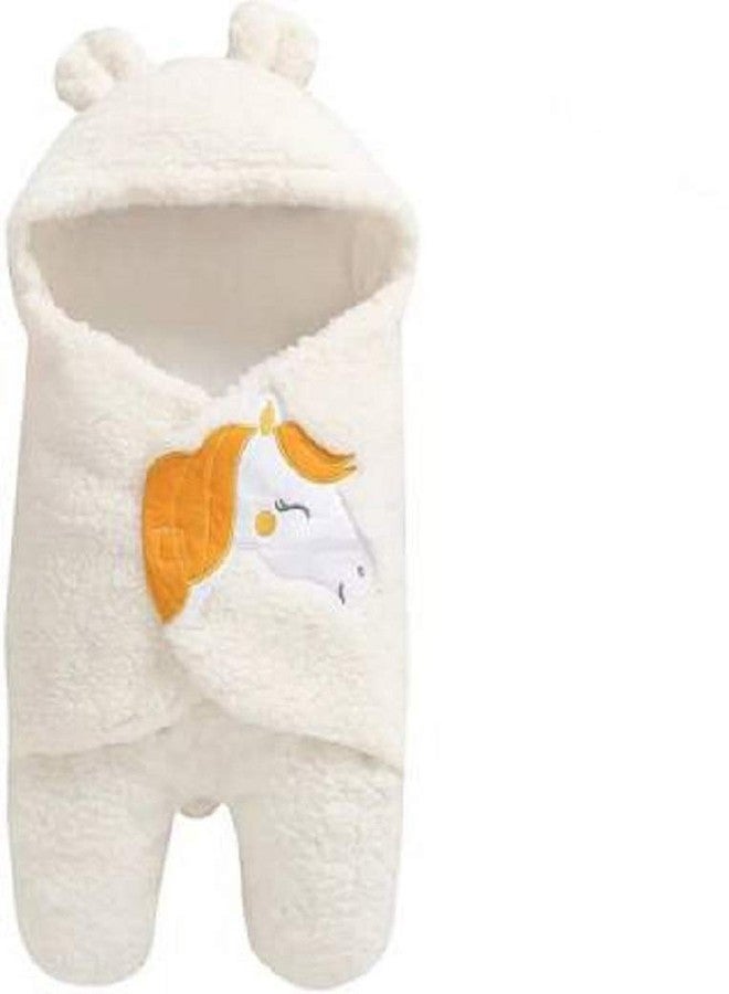 First Trend Cartoon Crib Hooded Baby Wrapper Blanket White Pink (Pack of 2) - Image 2