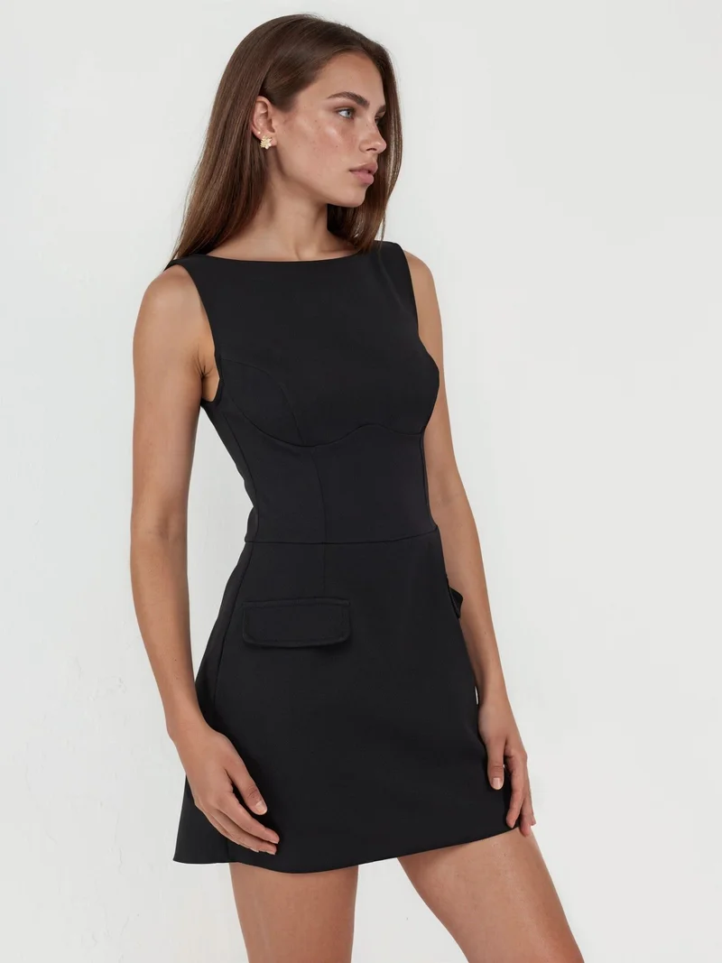هيكاب Flap Pocket Mini Dress with Built-in Shorts