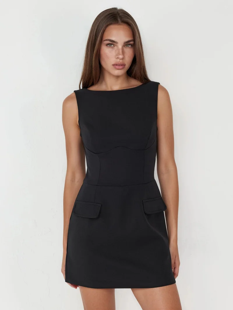 هيكاب Flap Pocket Mini Dress with Built-in Shorts