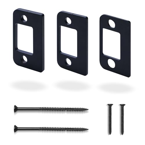 MOSECYOU Standard Door Strike Spacer Shim Plates, Stainless Steel, Set of 3 Different Thickness, Door Gap Blocker Kit to Fix Door won’t Stay Closed, Block Access to Latch (Matte Black, 1 Pack) - Image 1