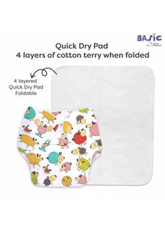 Superbottoms 2 Basic Assorted Reusable Cloth Diaper For Babies 03 Years ; Freesize Adjustable Washable & Organic Baby Diapers For Day Time Use (Comes With Quick Dry Foladable Dry Feel Pad Soaker Insert)  - Image 5