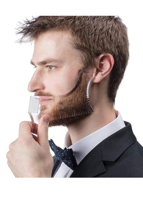 Beard Guide Tool Shaper or Clear Template for Cutting and Shaving, Modelling the Template with 4 Grooming Control Lines and a Moustache Comb