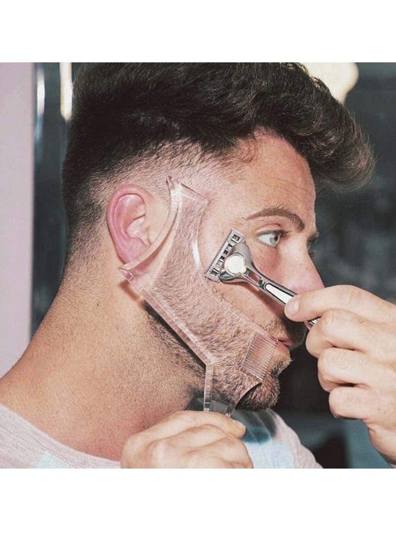 Beard Guide Tool Shaper or Clear Template for Cutting and Shaving, Modelling the Template with 4 Grooming Control Lines and a Moustache Comb